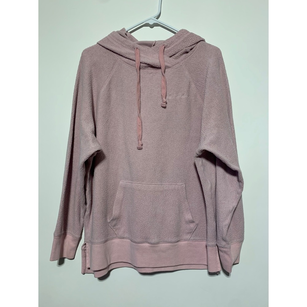 Victorias Secret Pink Women Size M Pink Cotton Fuzzy Pullover Hoodie